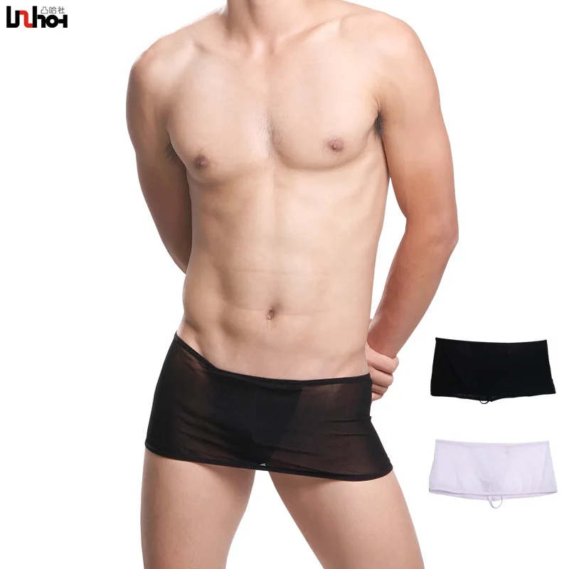 

Sexy Men Underwear Transparent G-string Thong for Man Mesh T-panties Low Waist U Convex Pouch Underpants Cuecas Black White