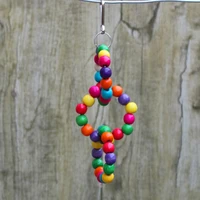 1pcs bird toys multicolor wood color wooden beads pets toy colorful circular swinging ring bird exercise swing tools parrot toys