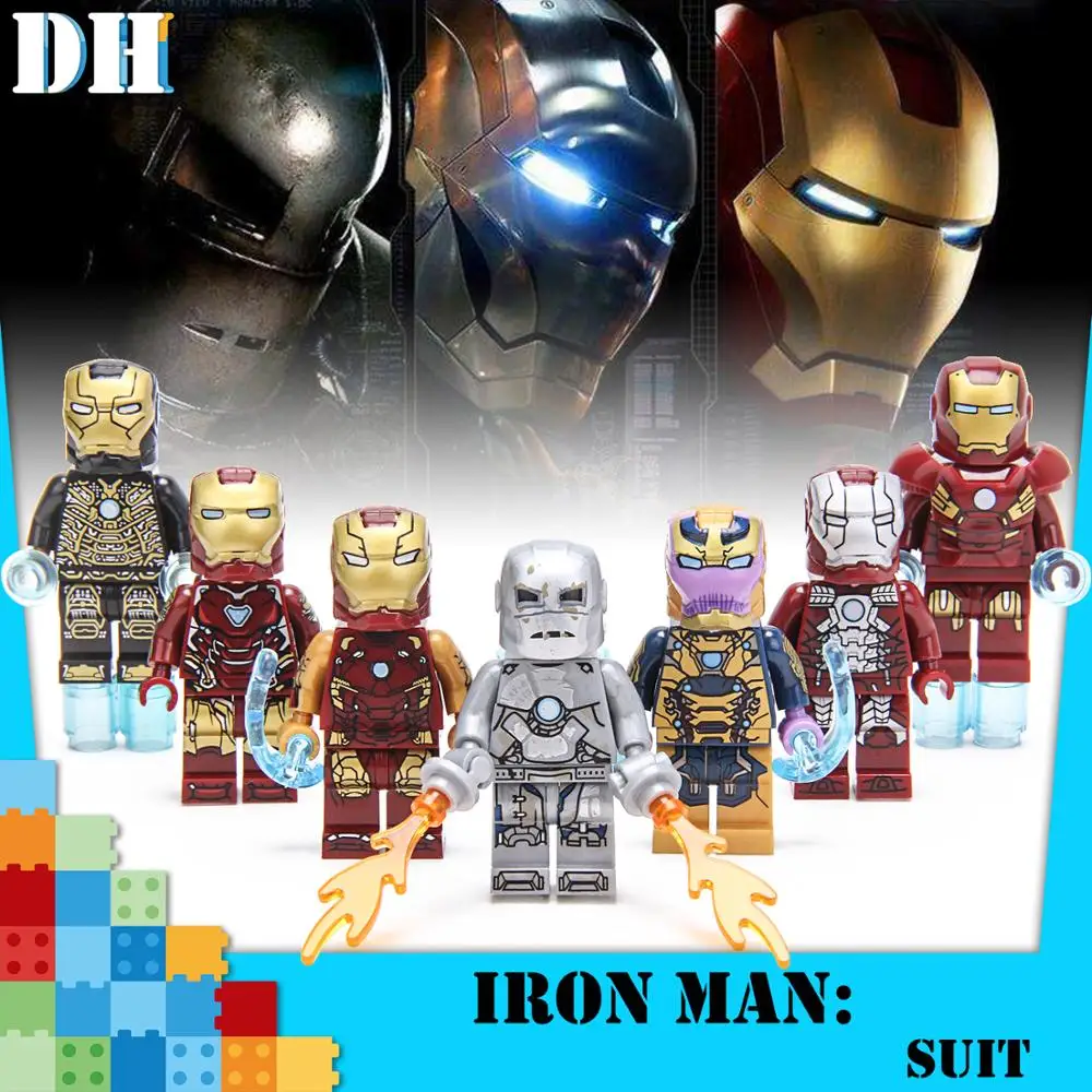 Tony iron man Endgame Marvel Мстители фигурка супергероя перца Железный человек строительные