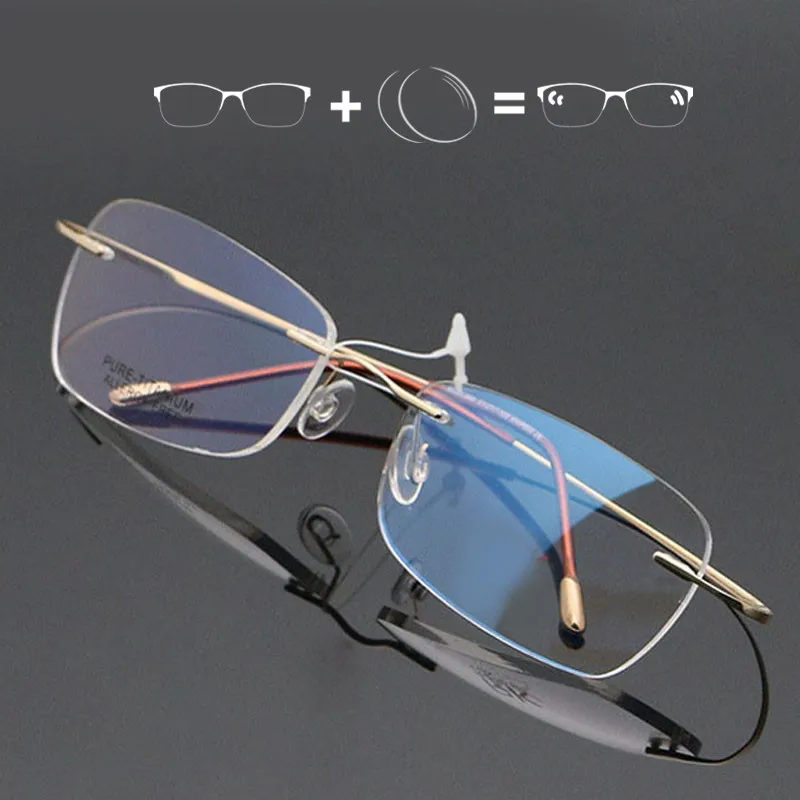 Мужские Женские очки без оправы титановые дизайнерские Oculos De Grau Близорукость