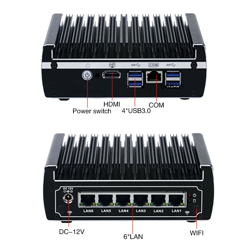 Yanling Firewall Router Appliance Intel Celeron 3855U CPU Pfsense Mini PC 6 Lan Barebone Fanless VPN Computer | Компьютеры и офис