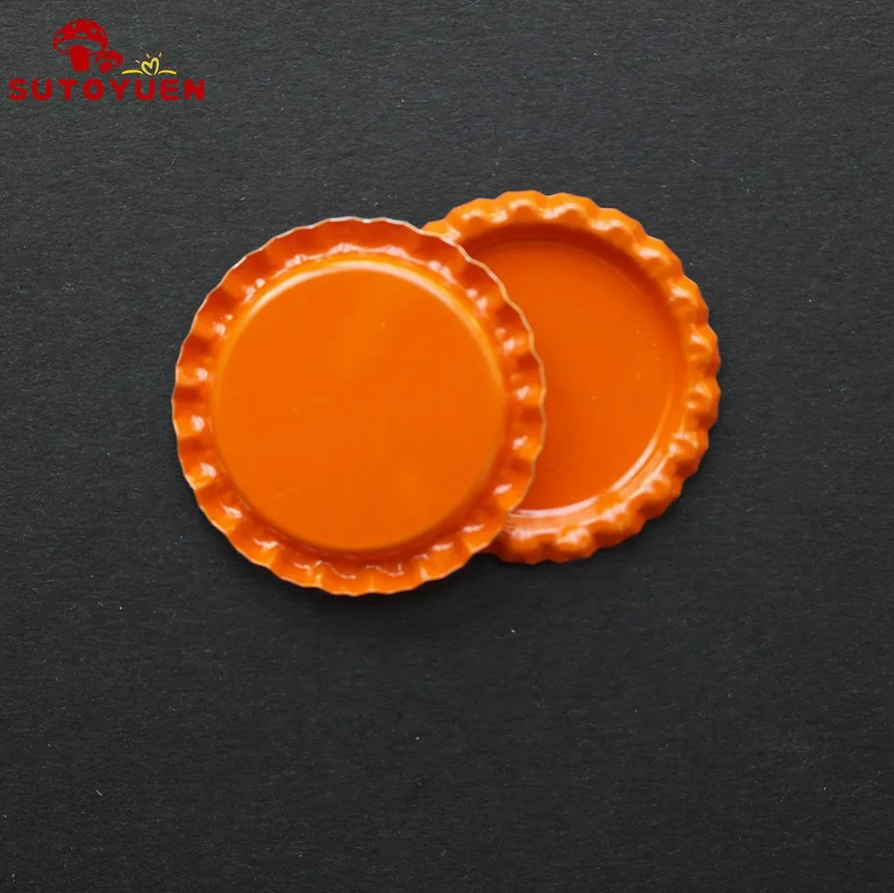 orange Sutoyuen, 20 шт./лот, 1 дюйм, 25,4 мм, Круглая Плоская Бутылочная крышка, двухсторонняя цветная, для волос, рукоделие, ожерелье, ювелирные подвески - Окраска металла: orange