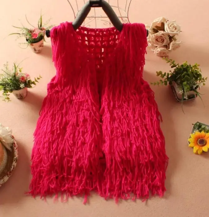 Осенний наряд новый вязаный кардиган с бахромой жилет Высококачественная