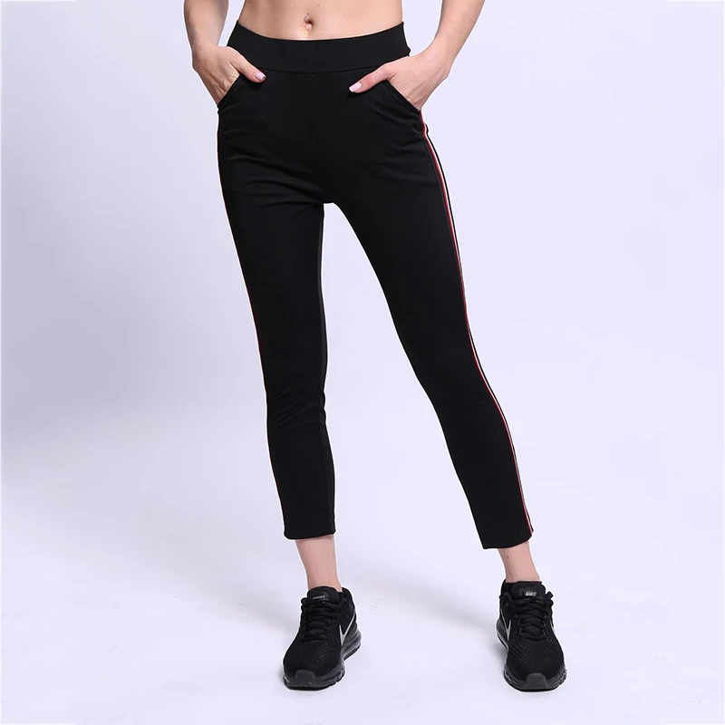 CHRLEISURE Для женщин шаровары Штаны сбоку полосатый впитывает пот и брюки сезон