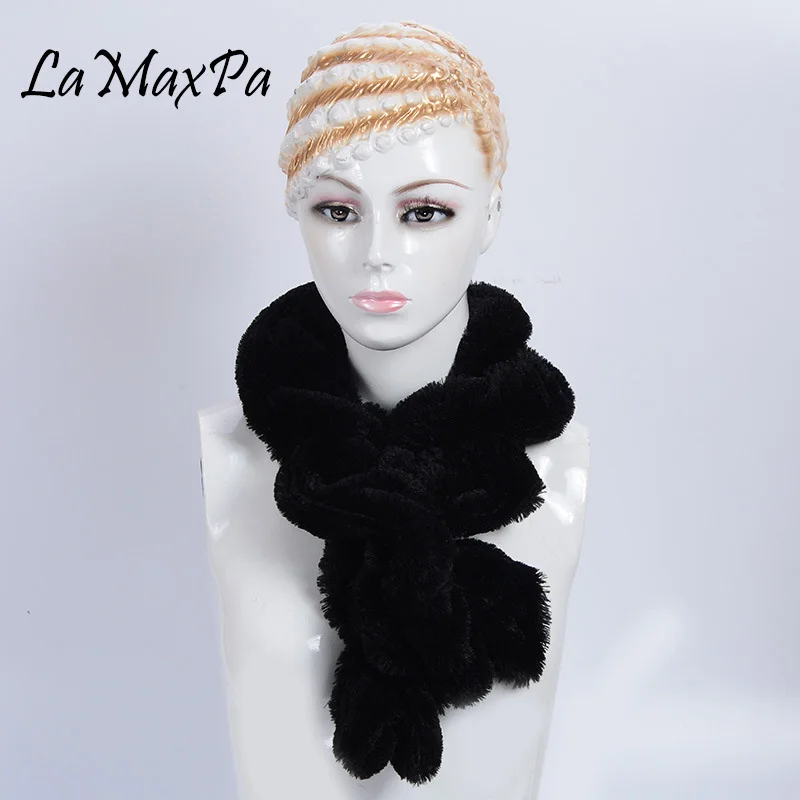 LaMaxPa Новое поступление искусственного меха Для женщин шарф зимние теплые