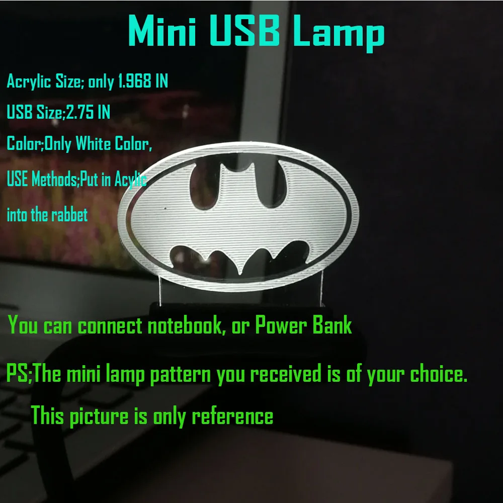 Mini USB Lamp С героями комиксов Марвел, легенда Бэтмен "Лига правосудия" Symbal 3D RGB лампа светодиодный ночник стол мальчик подарок визуальную иллюзию оптический детская игрушка - Испускаемый цвет: Mini USB Lamp