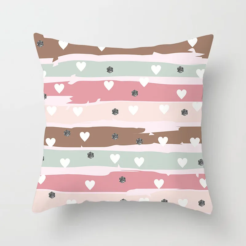 Простой геометрический чехол для подушки Fuwatacchi в горошек с бесконечным сердцем