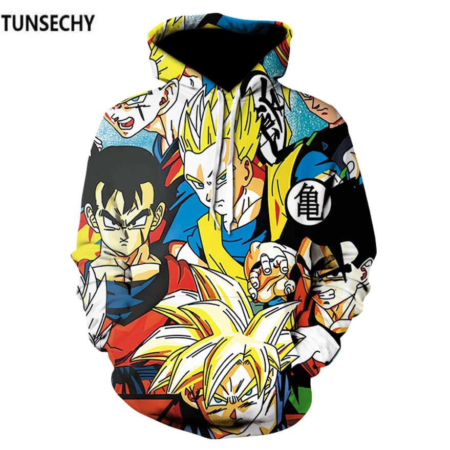 TUNSECHY Аниме Драконий жемчуг Z карманные толстовки с капюшоном Kid Goku 3D для мужчин и