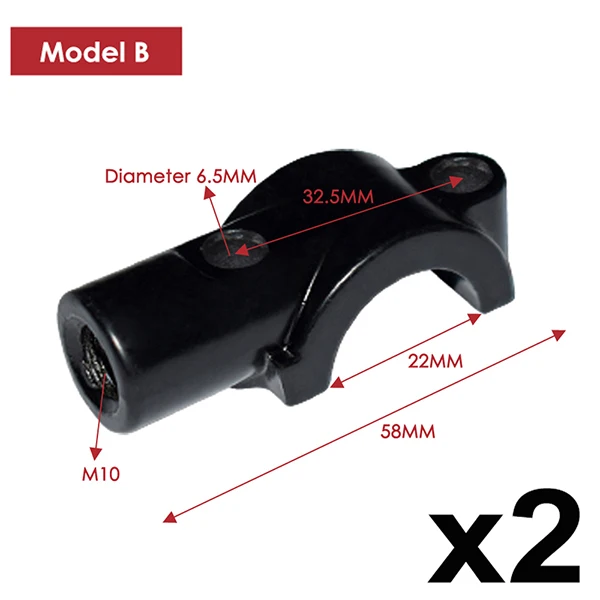 Model B 2x22 мм 7/" мотоциклетные зеркальные держатели Кронштейн зажим для мотоцикла Руль мопед Dirt Pit Bike ATV Quad 4 Wheeler M10 - Цвет: Model B
