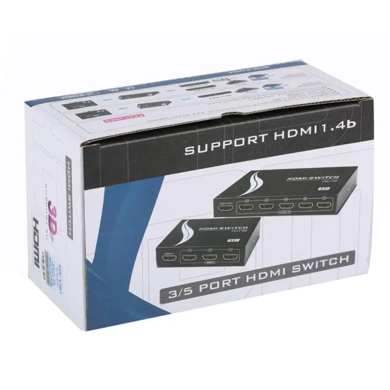 5 портов HDMI 1.4b переключатель в 1 с автоматическим ИК-пультом дистанционного