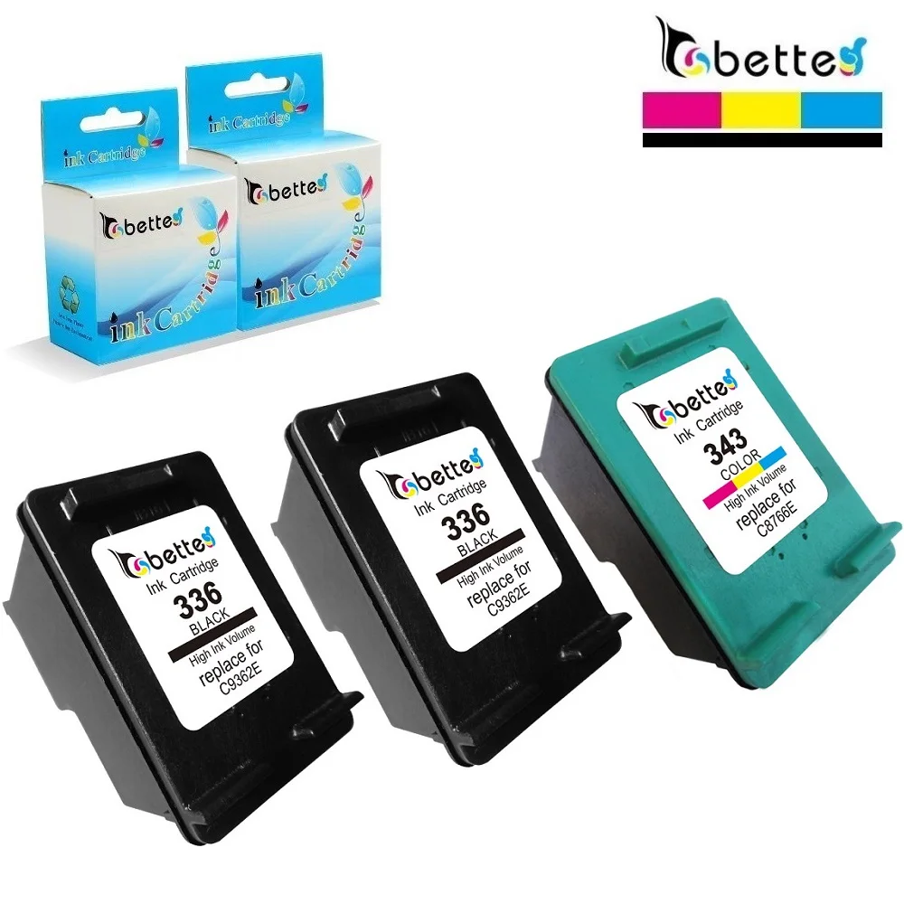 3PK BETTE Замена чернильных картриджей для HP 336 343 Officejet 6300 6301 6304 6305 6307 6308 6310 6313 Deskjet D4100 |