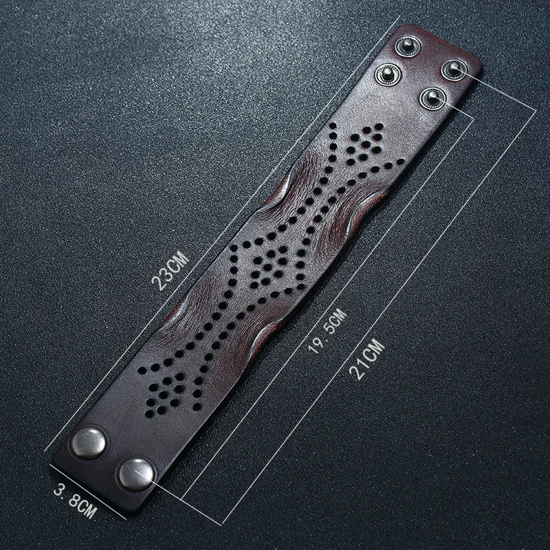 Europe and the United States simple fashion retro hollow leather punk bracelet men women wild jewelry widened | Украшения и