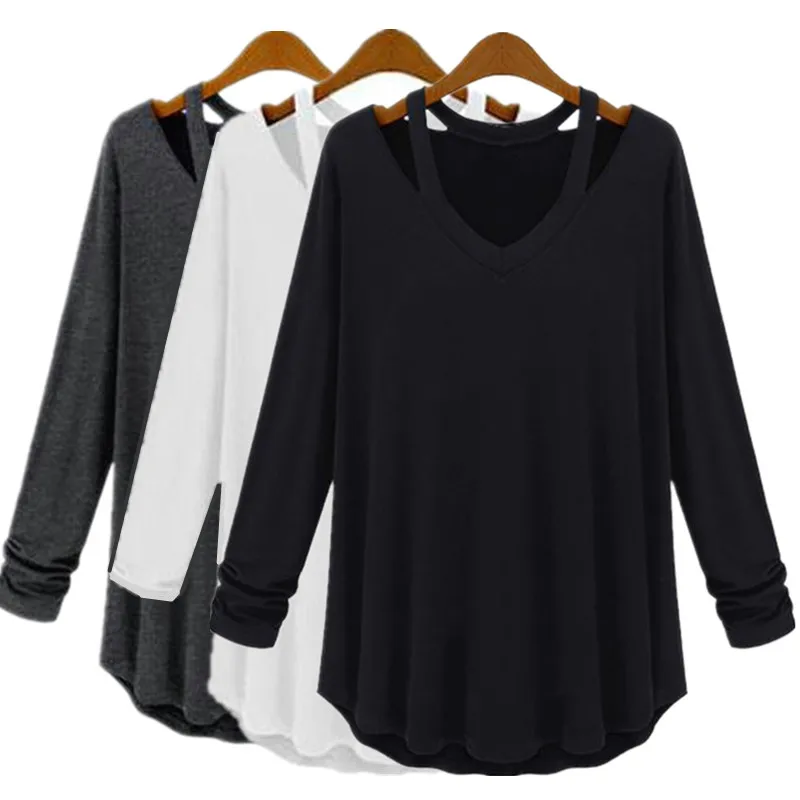 Модные футболки с v образным вырезом и длинными рукавами Новое поступление сезон