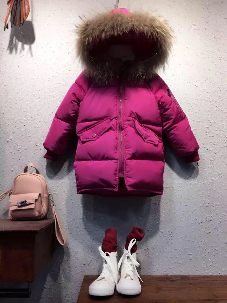 

fashion lie fallow girls winter coat fur collar outerwear thickening medium-long cotton-padded down coat