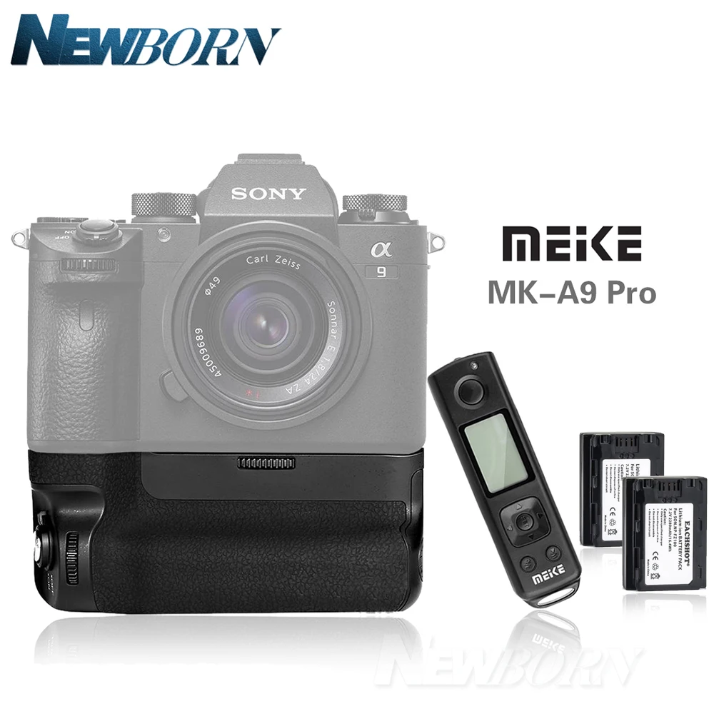 

Meike MK-A9 Pro Battery Handle Hand Grip Vertical as VGC3EM For Sony Alpha A9 A7R III A7RIII + 2.4GHz Remote Control+2x NP-FZ100
