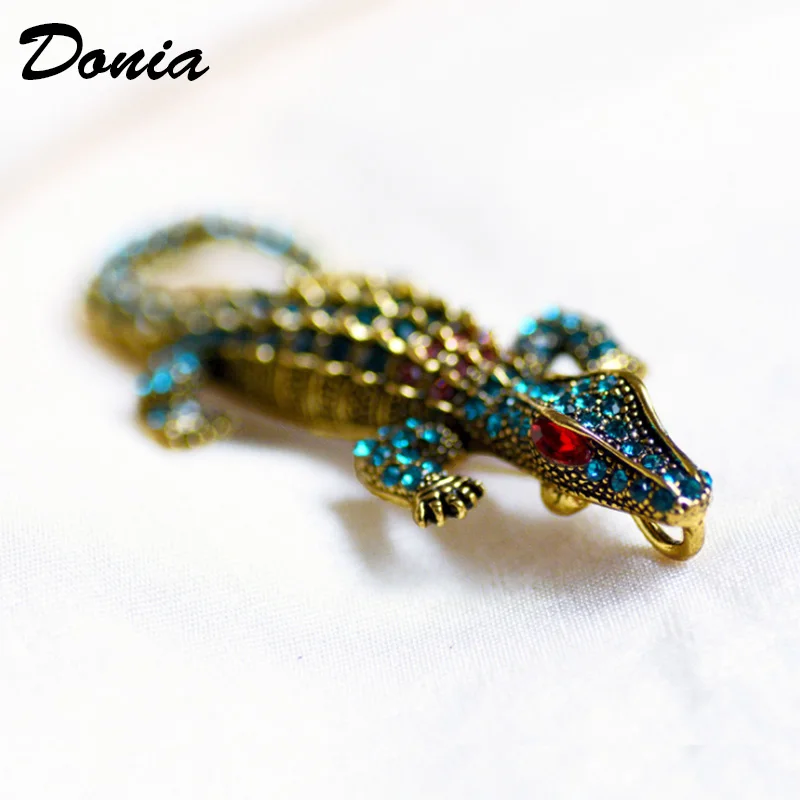 Ювелирные изделия donia индивидуальная крокодиловая брошь мужской костюм животное
