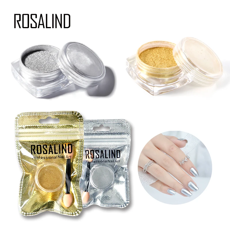 ROSALIND 1 шт. Золотой Гель лак для ногтей хромированное пигментное украшение