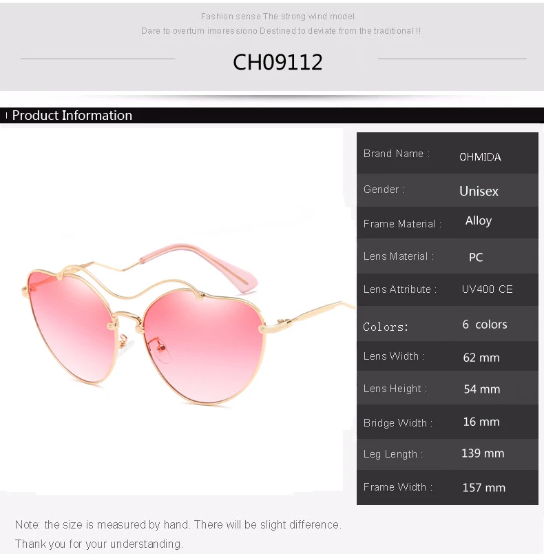 OHMIDA New Fashion Heart Sunglasses Women 2018 UV400 Bands Designer Sexy Sun Glasses For Mirrored Pink Shades Sunglass | Аксессуары для