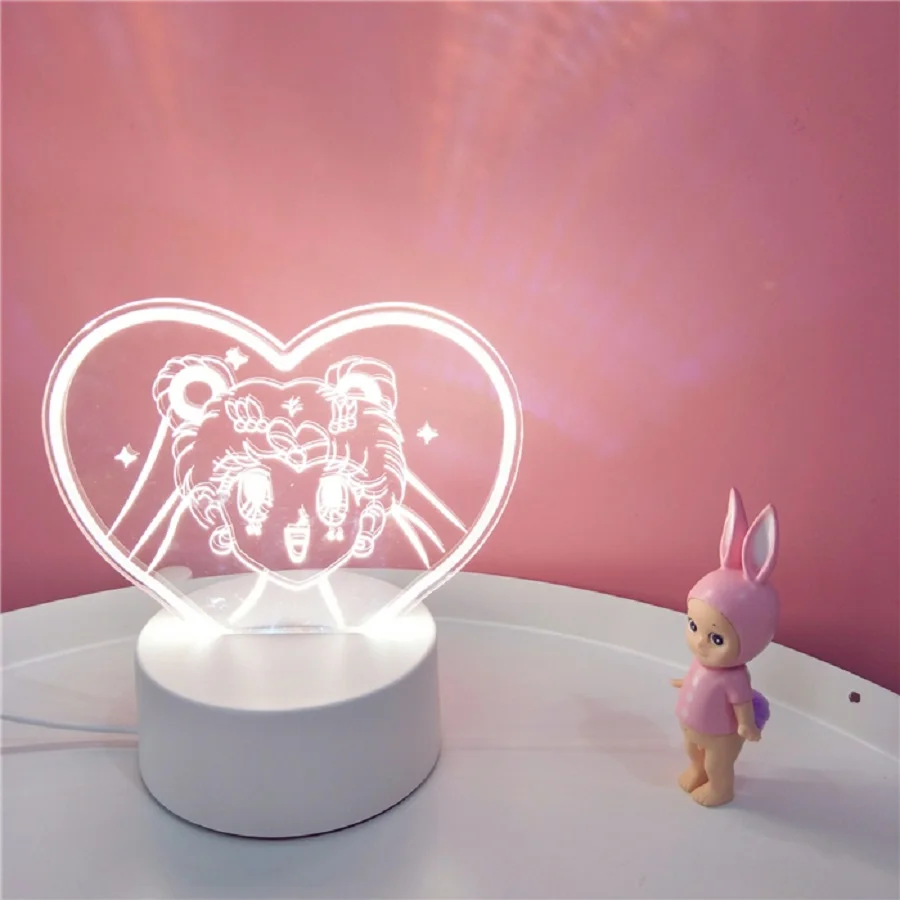 2019 Прекрасная Сейлор Мун лидер 3D-свет Цвет Измененные Ночные огни Детская настольная лампа Подарок Жезл Лампа на стол Лампка для Подруги.