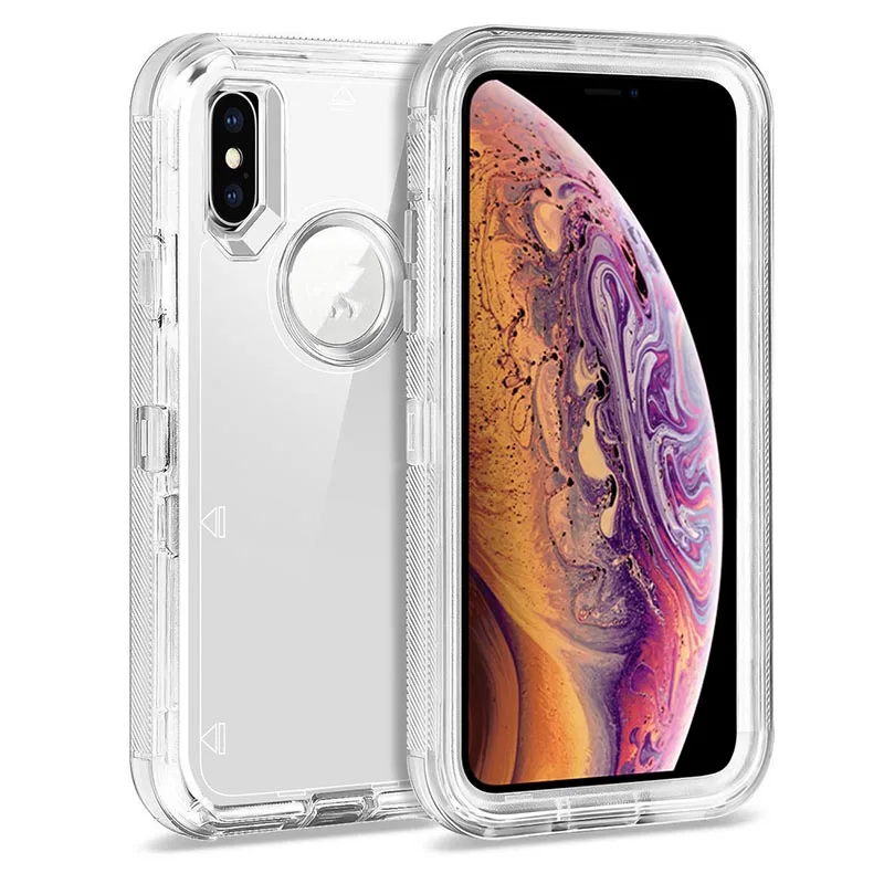 Прозрачный чехол 3 в 1 для iPhone 11, XR, XS, 8, 7 Plus, 360, полная защита, ударопрочный, твердый, ПК, милый, блестящий чехол