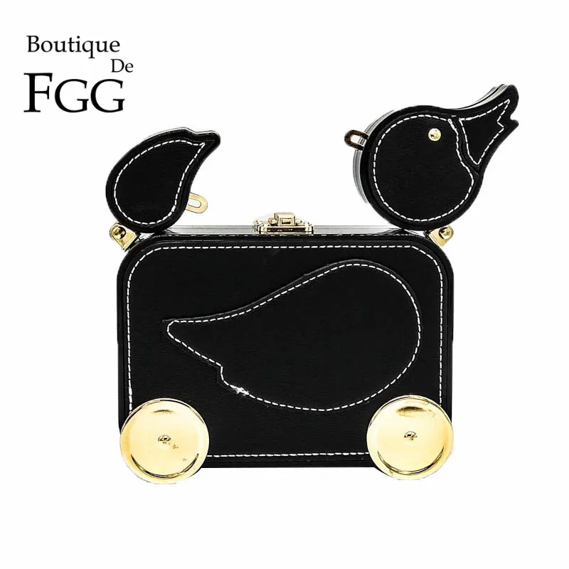 Black Duck Boutique De FGG Краб \ кошка \ утка \ Собака \ Слон \ КИТ Женские повседневные сумки через плечо женская маленькая сумка через плечо Сумочка через плечо на цепочке - Цвет: Black Duck