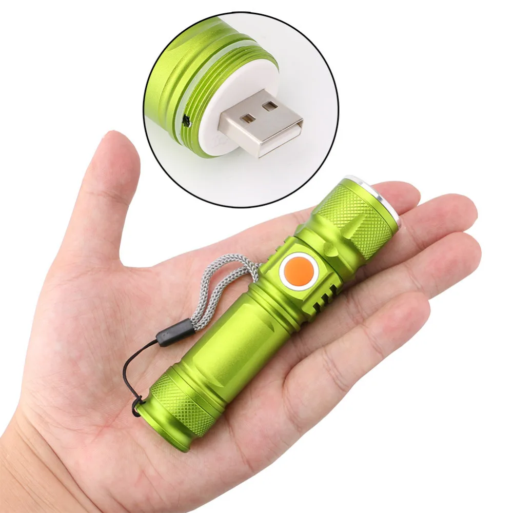 Портативный XM-L T6 светодиодный USB Мини Вспышка светильник 2-в-1 Точечный светильник фонарь Перезаряжаемый 18650 встроенный аккумулятор водонепроницаемый светильник флэш-светильник