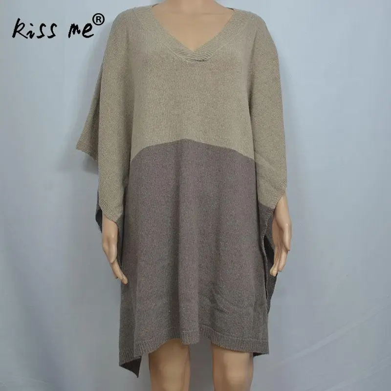 Irregular Women Sweater And Pullovers Designer Autumn V Neck Plus Size Mid-Long Style Knitted Loose Cloak Jumpers | Женская одежда