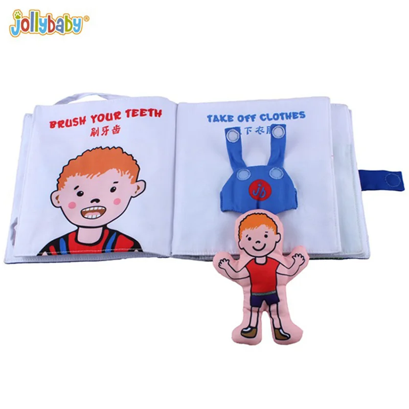 Jollybaby Goodnight колыбельные детские тканевые книги с погремушками 3D