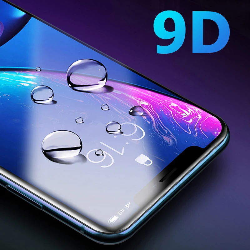 9D закаленное стекло для iPhone X 7 8 6 Plus защита экрана полное покрытие Защитное 6s XR XS Max