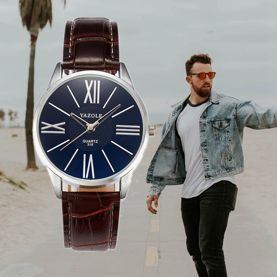 Мужские часы YAZOLE модные роскошные мужские деловые кварцевые 2019|Кварцевые часы| |