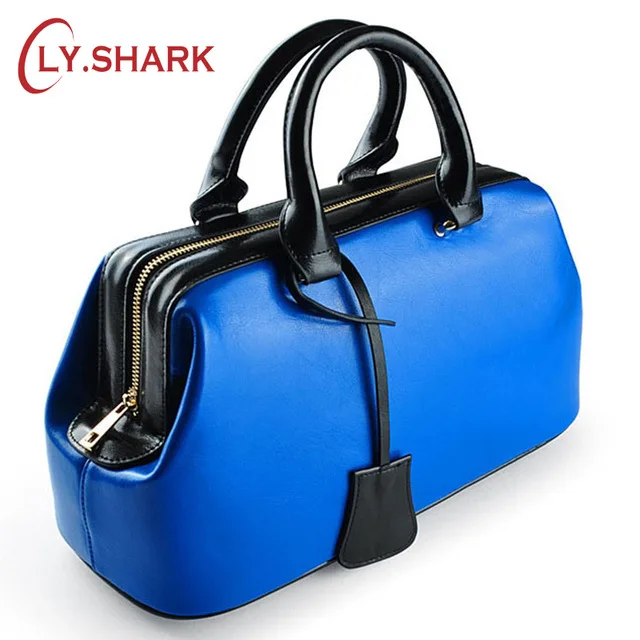 Женские сумки LY. SHARK дизайнерские из натуральной кожи синего цвета на лето 2019 |