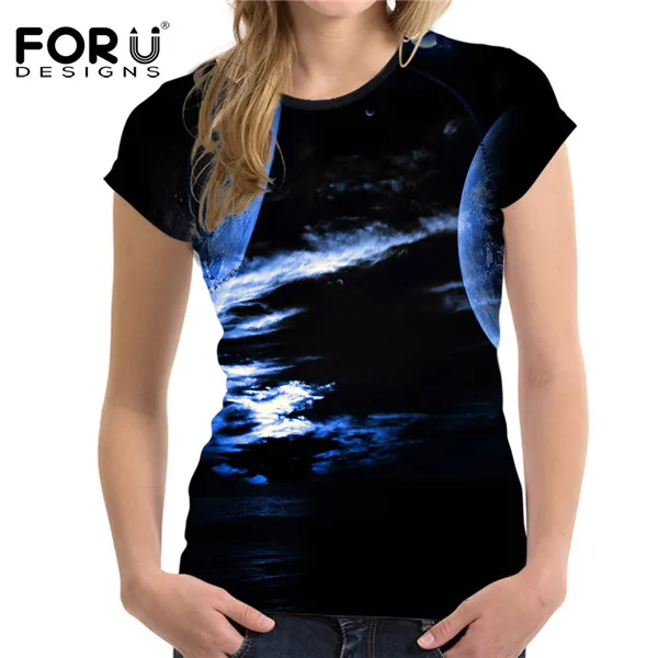 FORUDESIGNS/Высокое качество 3D Galaxy пространство футболка для женщин Новинка Эластичный хип хоп футболки одежда Haut Femme - Цвет: H696BV
