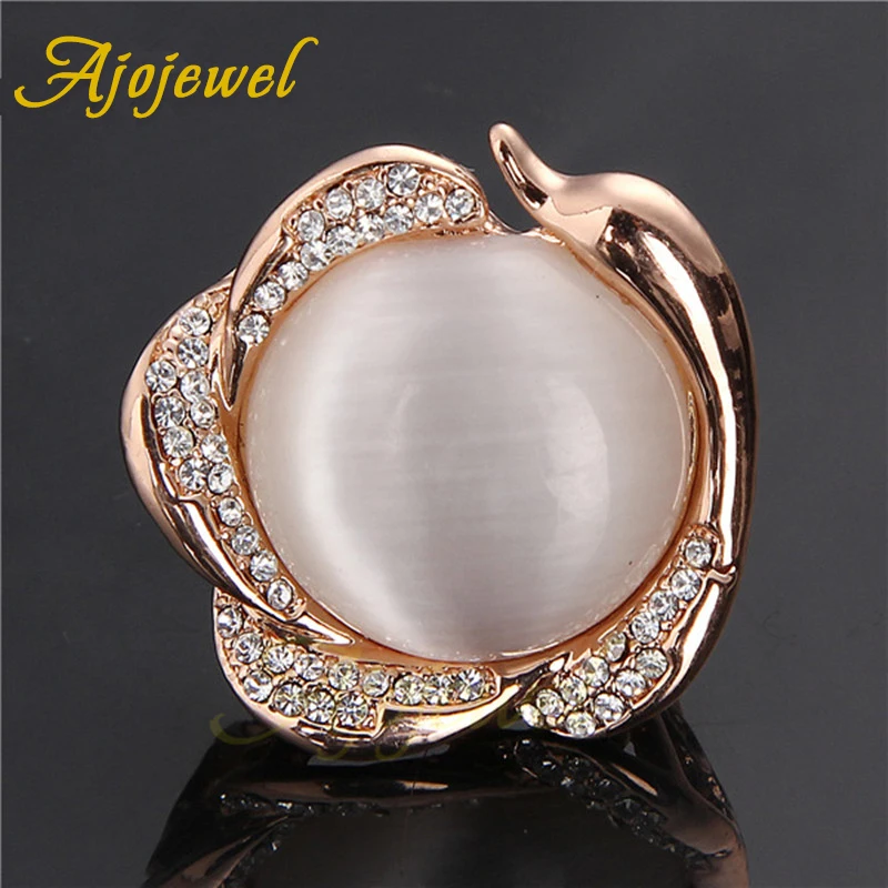 Ajojewel Модные женские кольца с большим камнем ювелирные изделия кошачьим опалом