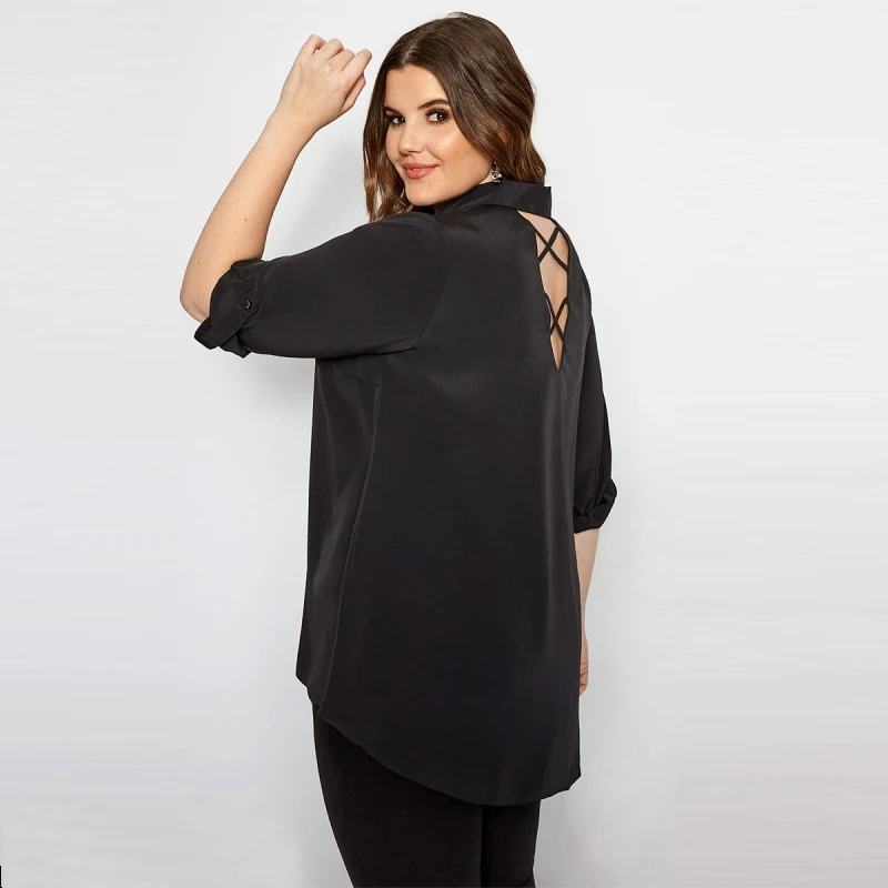 Женская блузка большого размера 6xl 7xl 5xl Летние черные женские топы и блузы с