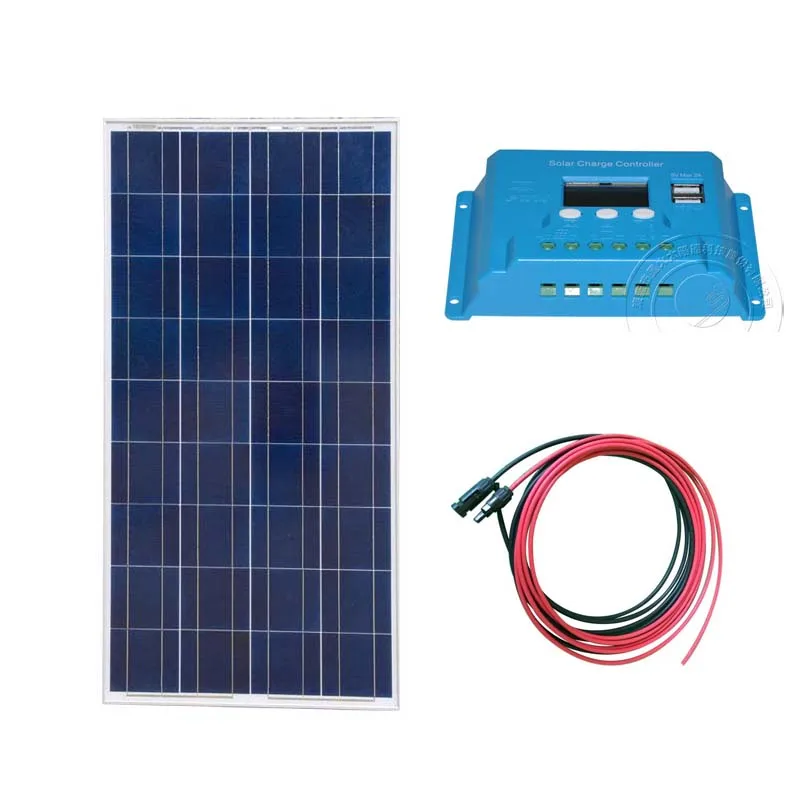 Солнечный комплект панели солнечных батарей 12v 150w Контроллер заряда 12/24V 10A кабель