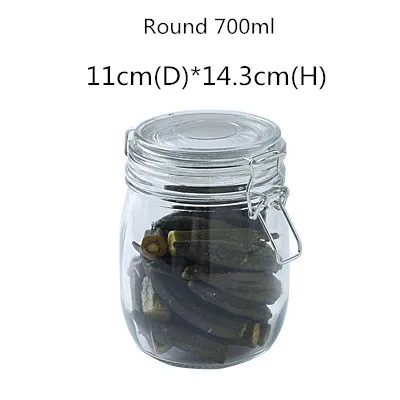Round 700ml Кухонный стеклянный контейнер для пищевых продуктов, Герметичная Бутылка для еды/овощей/меда/вина/змей/лимон/Чили/консервированные огурцы емкость для хранения пищи - Цвет: Round 700ml