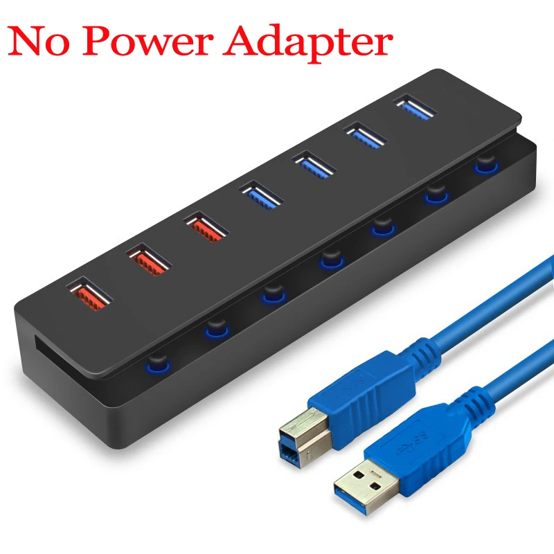 No Power Adapter Док-станция USB 3,0 4 Порты USB3.0 Зарядное устройство с выходом 5V 5A Мощность адаптер 3 умная зарядка Порты Мульти USB разветвитель для Macbook для ПК - Цвет: No Power Adapter