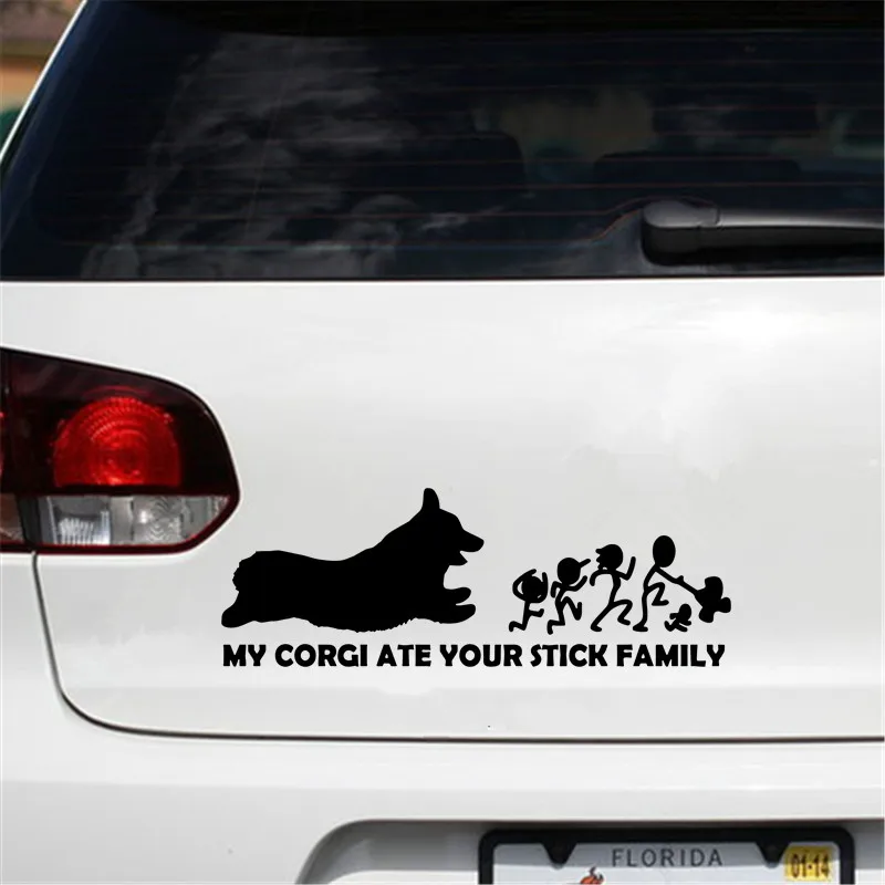 Dog my corgi ate your stick family для авто автомобиля/бампера/окна виниловая наклейка наклейки
