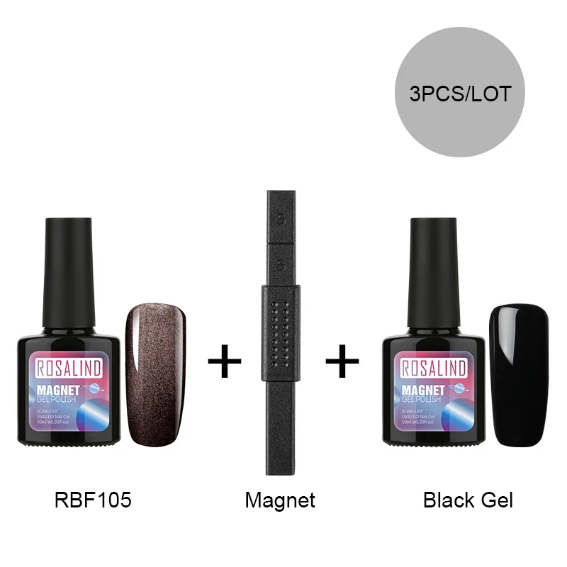 RB-3KITS-05 ROSALIND Cat Eyes Гель-лак для ногтей лак Vernis полуперманентные гибридные Лаки с Cat Eye Magent верхнее покрытие лак для ногтей - Цвет: RB-3KITS-05