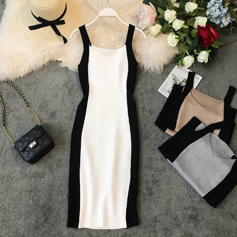 FMFSSOM женское сексуальное платье-карандаш на тонких бретелях 2020 новое летнее
