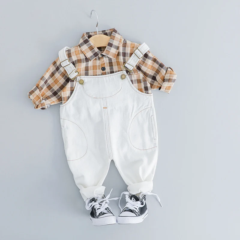 Toddler Clothing Plaid Baby Overalls Clothes Set Newest Spring Suspender Pants Outfit Suit 1 2 3 4 Years |