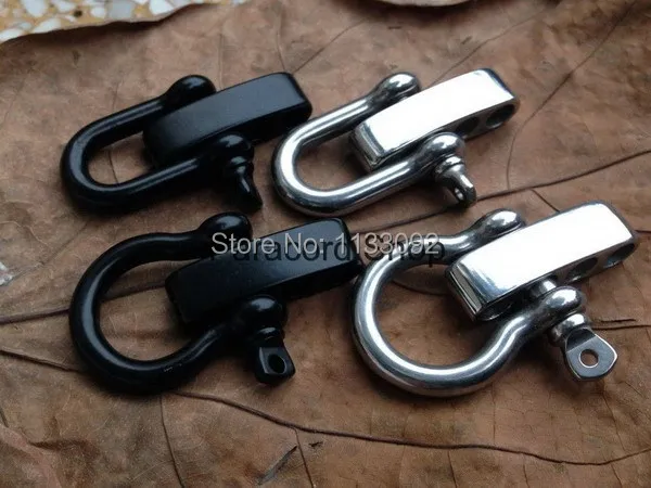 

25pcs/lot free ePacket ship High Quality black stainless steel adjuster shackle U Shape Round Handle 5mm for paracord bracelet
