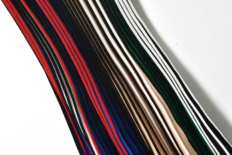 Хит цвета вертикальные полосы платье свитер женское 2019 сексуальное с двойным v