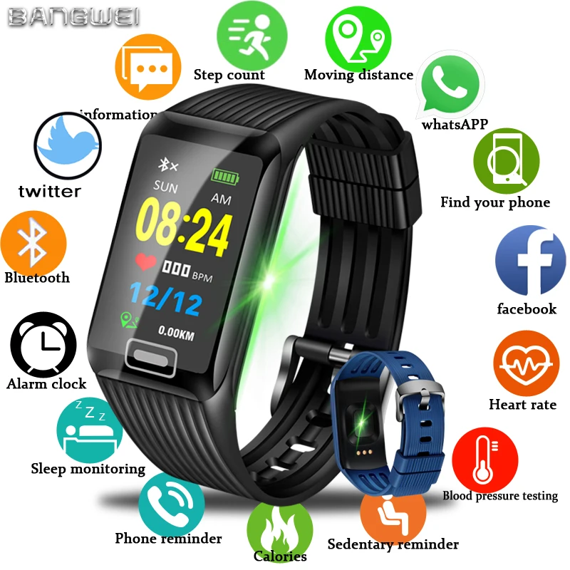 2019 BANGWEI Новые смарт часы для мужчин и женщин фитнес трекер пульсометр Монитор