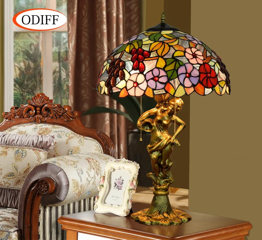 Eusolis 16 дюймовая витражная настольная лампа Lampe De Chevet Chambre Mosaic винтажная