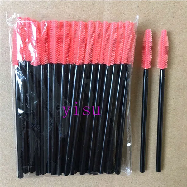 watermelon red 500 шт./лот, профессиональная, 15 цветов, для туши, палочки, аппликатор, кисти для макияжа, для наращивания ресниц, одноразовая силиконовая ресница, кисти - Handle Color: watermelon red