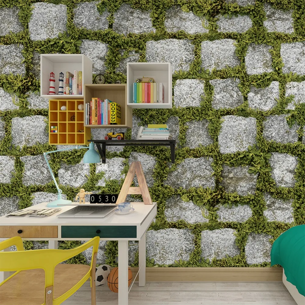 HaokHome реалистичные обои из искусственного камня для стен 3D камень/рулон травы