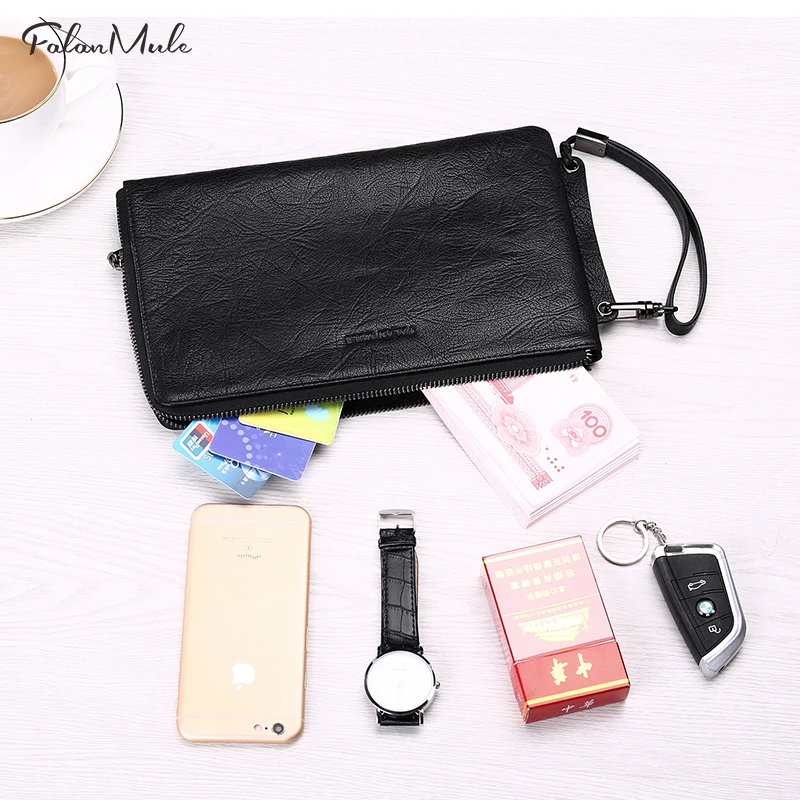 FALAN MULE Luxury Hand Bag Men Wallet Male Clutch Genuine Leather Large Capacity Clutches Classic Fashion 1542-70 | Багаж и сумки