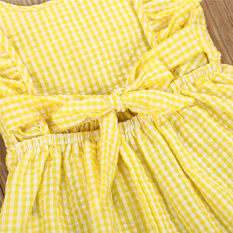 Emmababy 2-6Y kids baby girl dress long sleeve girls cotton yellow sleeveless Dresses Clothes Ruffles | Детская одежда и обувь