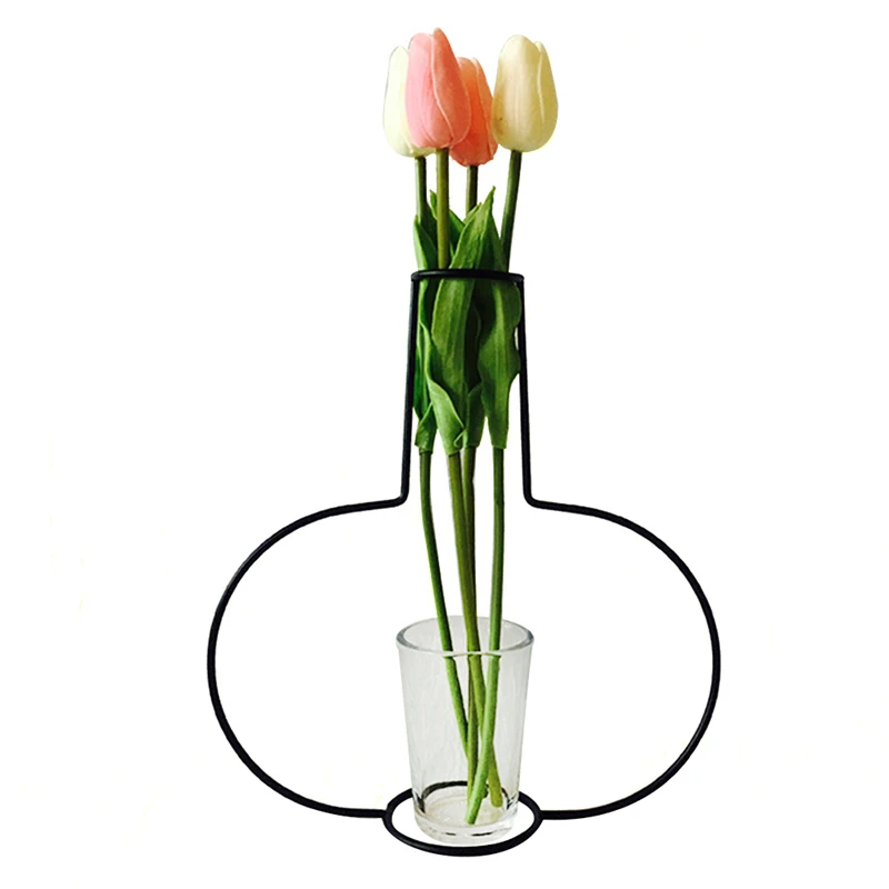 Home Party Decor Creative Vase Abstract Black Lines Minimalist Abstract Iron Vase Dried Flower Vase Racks Flower Ornaments